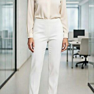 Eric Casual Dress Biz Casual White Side Zipper Stretch White Pants 10